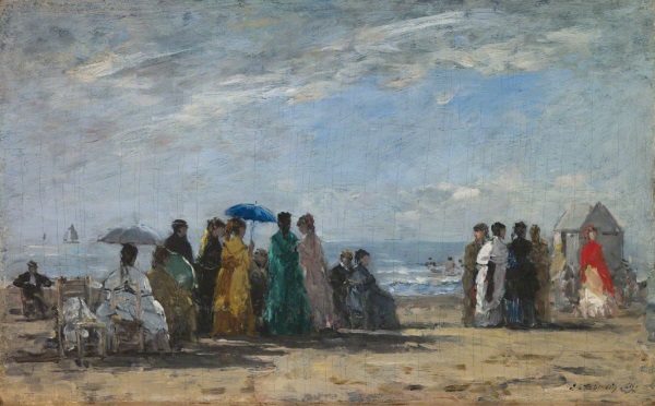 Eugène Boudin, *La Plage à Trouville*, 1869