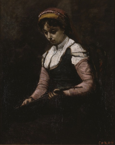 Jean-Baptiste-Camille Corot, *Girl with a Mandolin*, 1860-65