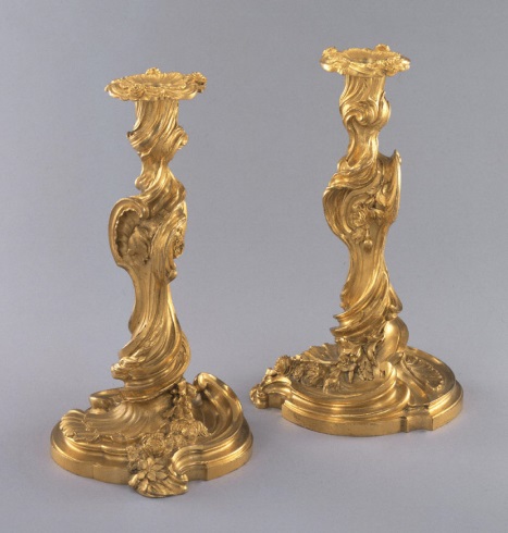 Juste-Aurèle Meissonnier, Pair of Candlesticks, v. 1740-50